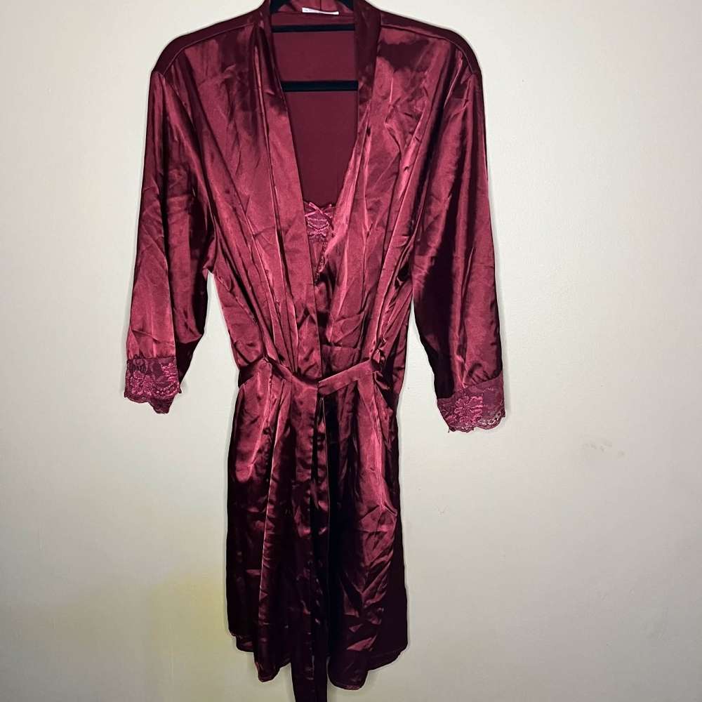 Ekouaer Long Satin Bride Bridesmaid Wedding Party Robe With Matching Gown